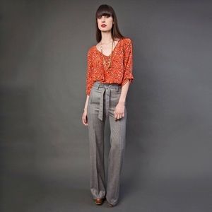 81 Poppies Lightweight Wool High Waist Side Zip Belt Vanessa Pants | 8